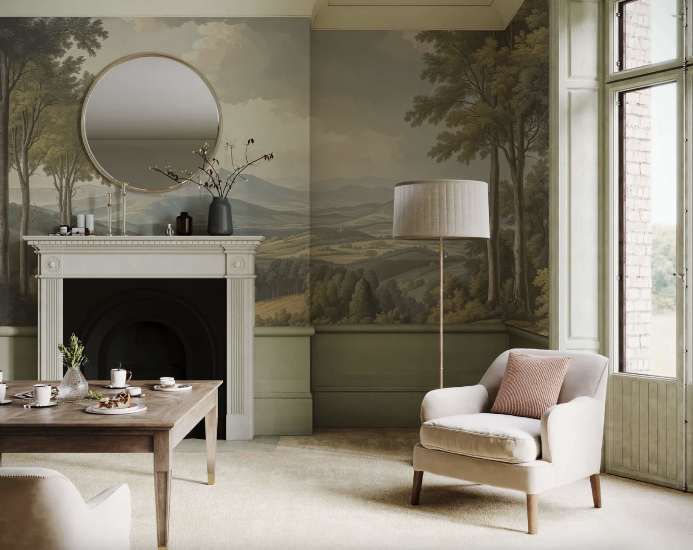 vintage landscape mural via bobbibeck.com
